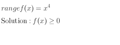 The range of f(x)=x^4 is f(x)>= 0